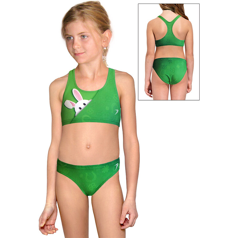 Ramisport Dívčí sportovní plavky dvoudílné PD658 t200 zelená