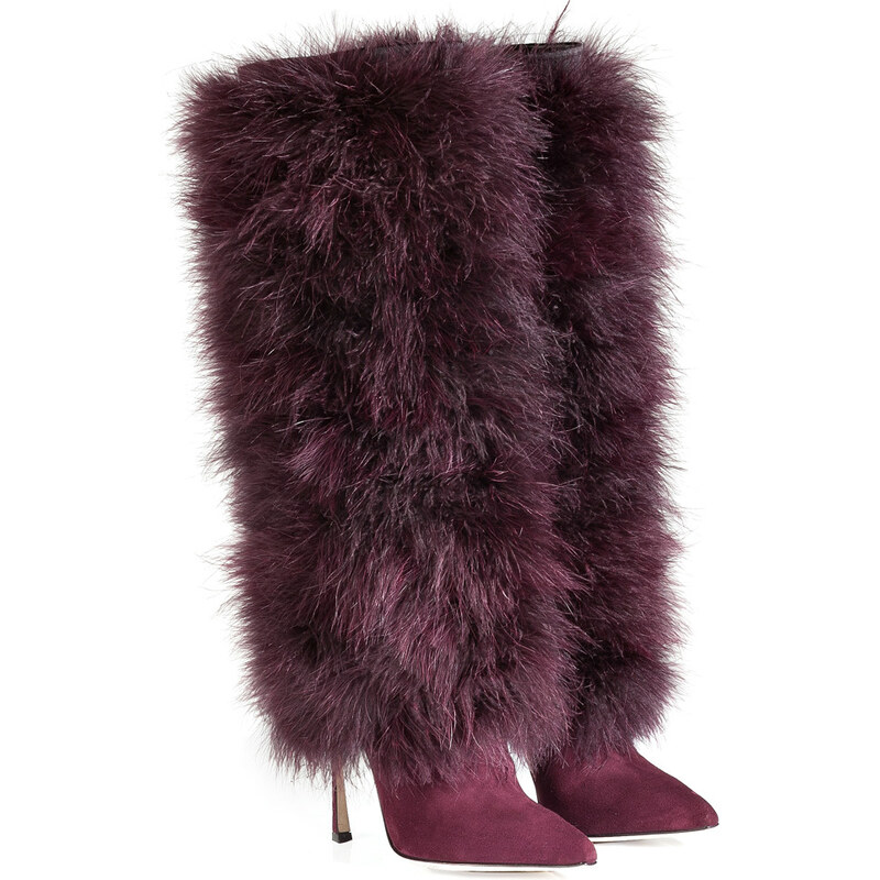 Sergio Rossi Suede Boots with Feather Shaft