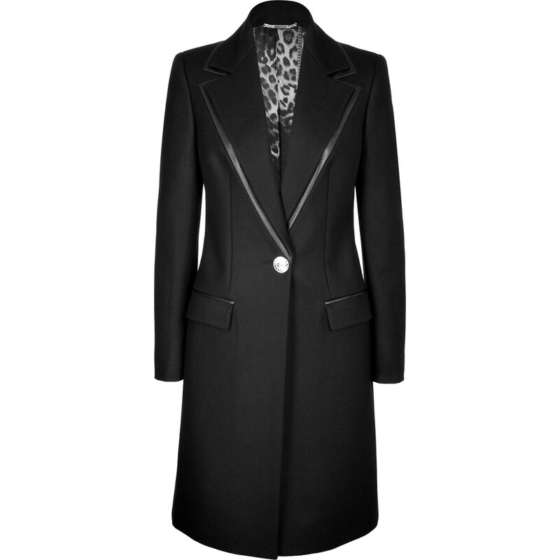 Versace Wool-Cashmere Coat with Leather Trim