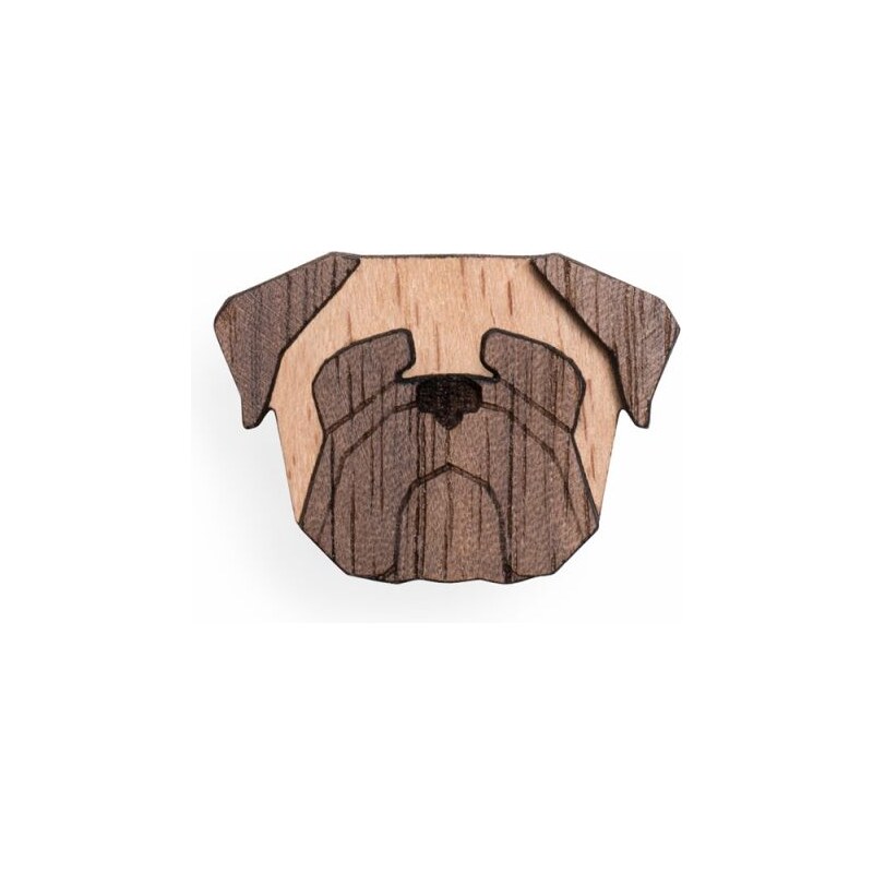 BeWooden Dřevěná brož ve tvaru psa Pug Brooch
