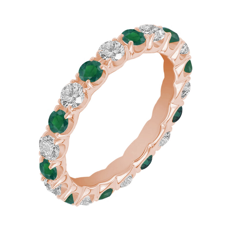 Eppi Zlatý prsten zdobený smaragdy a diamanty Mette
