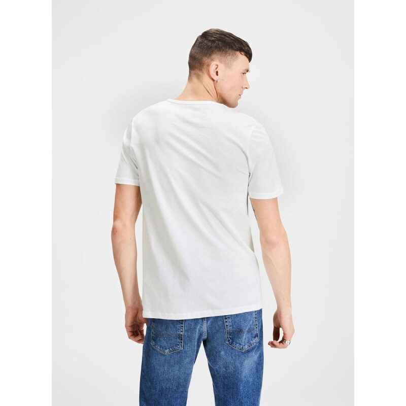 Sada dvou bílých basic triček s véčkovým výstřihem Jack & Jones - Pánské