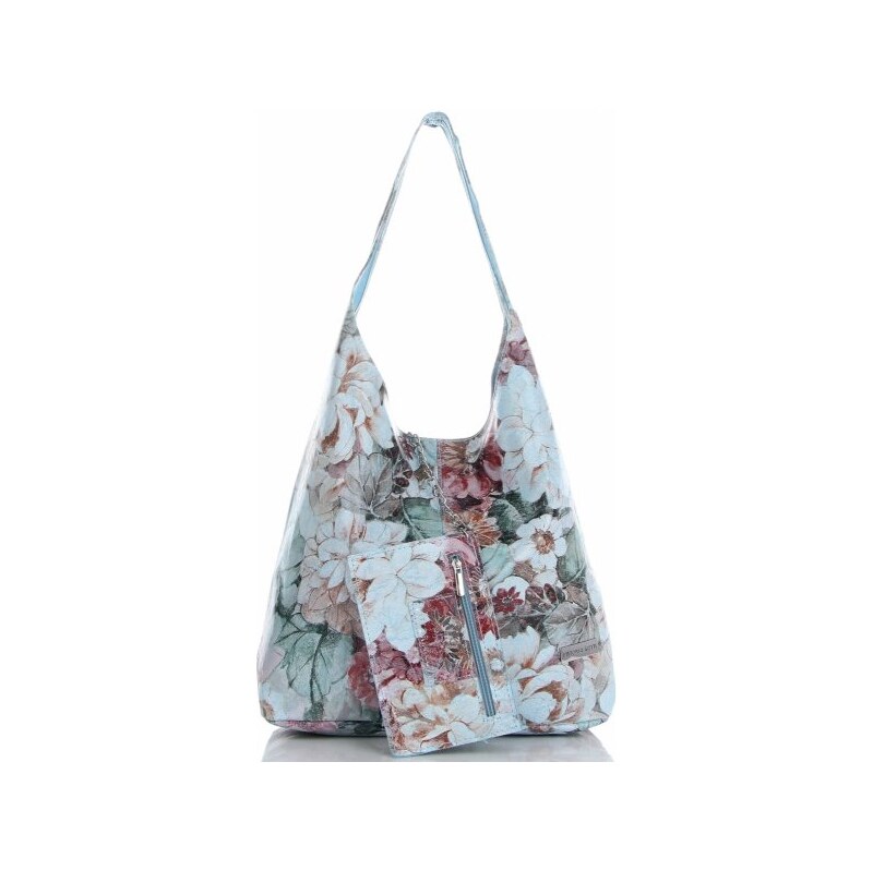 Kožené kabelka shopper bag Vittoria Gotti světle modrá VF9802 114499073