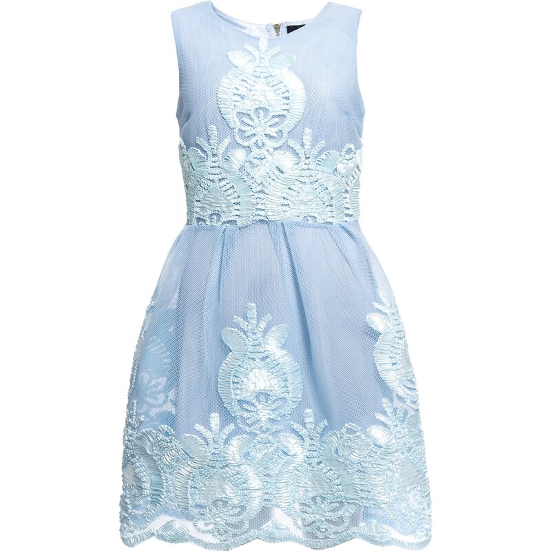 Due Linee Dámské elegantní šaty s vyšitým motivem - světle modrá