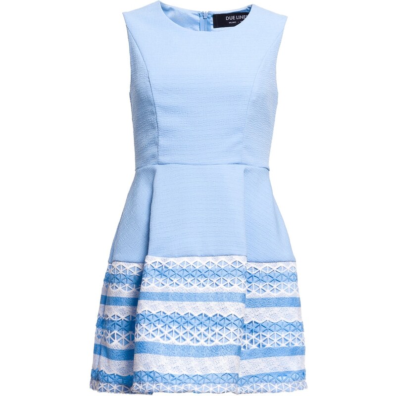 Due Linee Dámské elegantní šaty A střih bílo - modrá