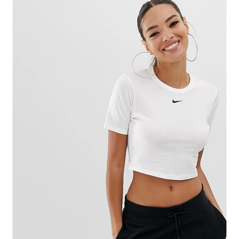 Nike white mini swoosh crop top White black GLAMI.cz
