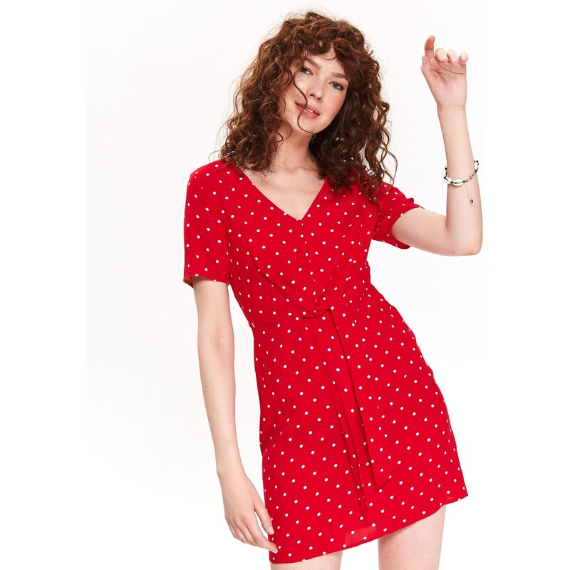 Top Secret dámské puntíkaté šaty s vázačkou červené