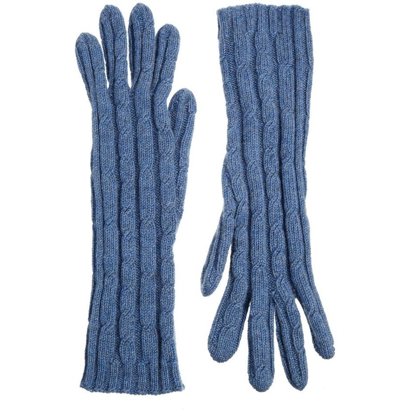 Johnstons Cashmere Cable Gloves - Blue