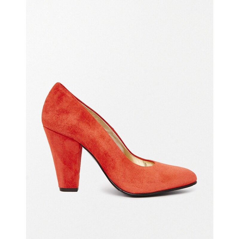 Gardenia Suede Heeled Court Shoes - Orange