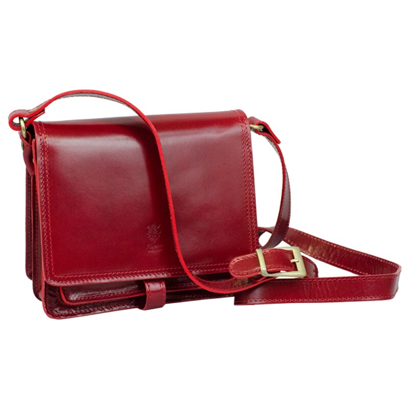 Červená kožená italská crossbody kabelka Quieta Rossa