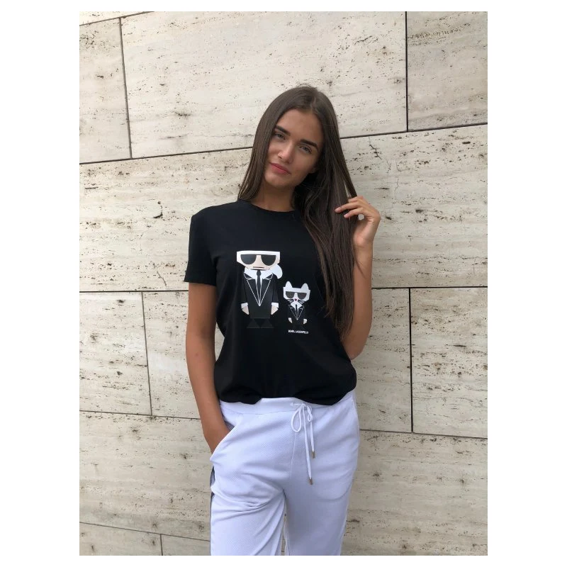 Dámské tričko Karl Lagerfeld Karl & Choupette T-shirt Black - GLAMI.cz