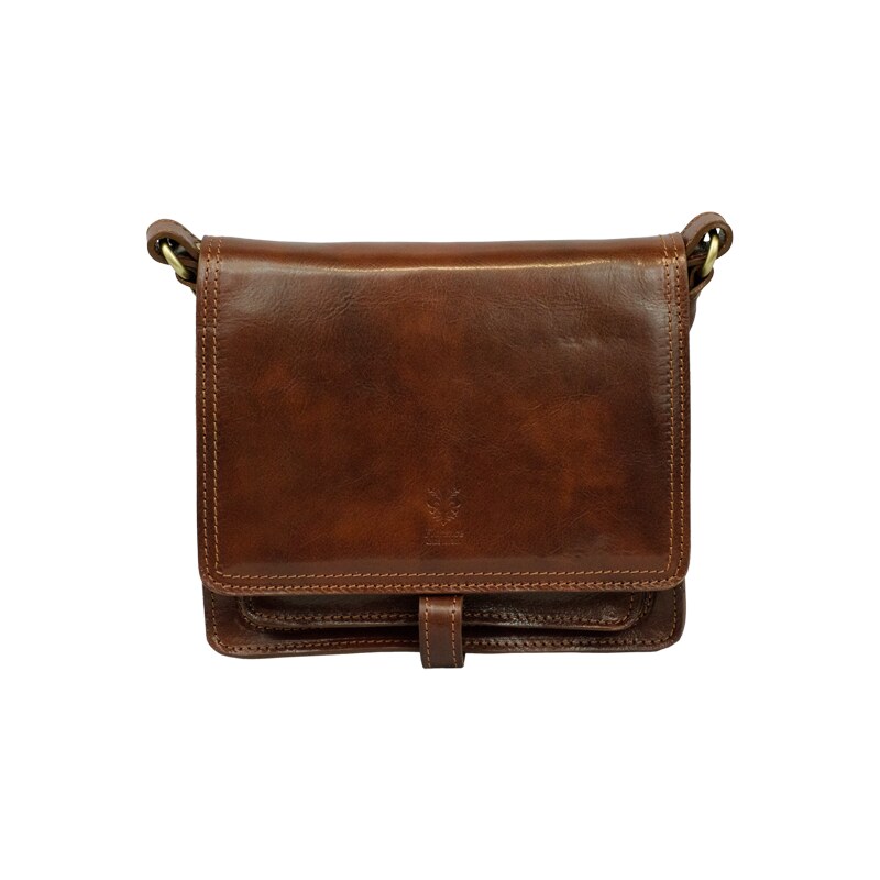 Hnědá kožená italská crossbody kabelka Quieta Marrone NovaKabelka.cz