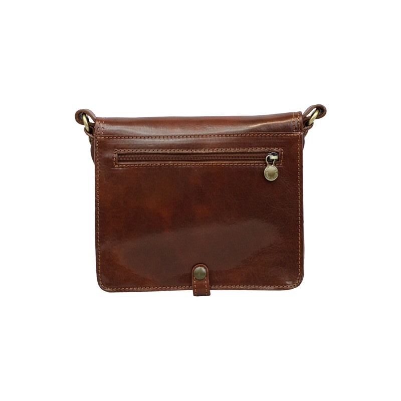 Hnědá kožená italská crossbody kabelka Quieta Marrone NovaKabelka.cz