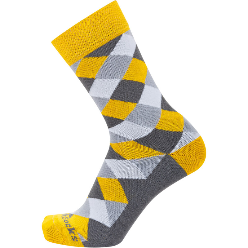 COLLM Barevné ponožky STYLE SOCKS kárované žluté