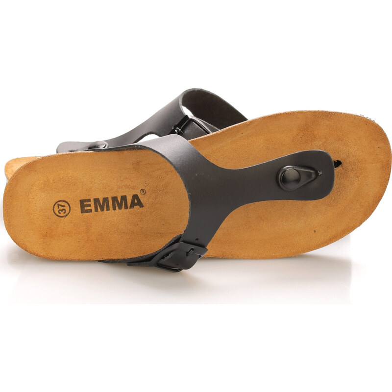 Černé kožené zdravotní pantofle na klínku EMMA Shoes