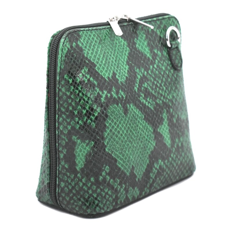 Dámská / dívčí malá kožená kabelka se vzorem hadí kůže Arteddy - zelená