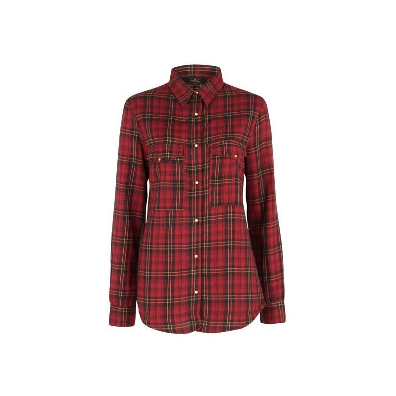 Rock and Rags Brushed Check Ladies Shirt Red 8 (XS)