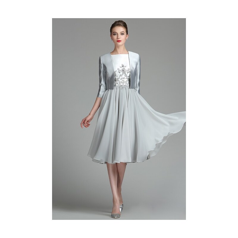 CELEBRE Krátké šedo-bílé společenské šaty č. 180028
