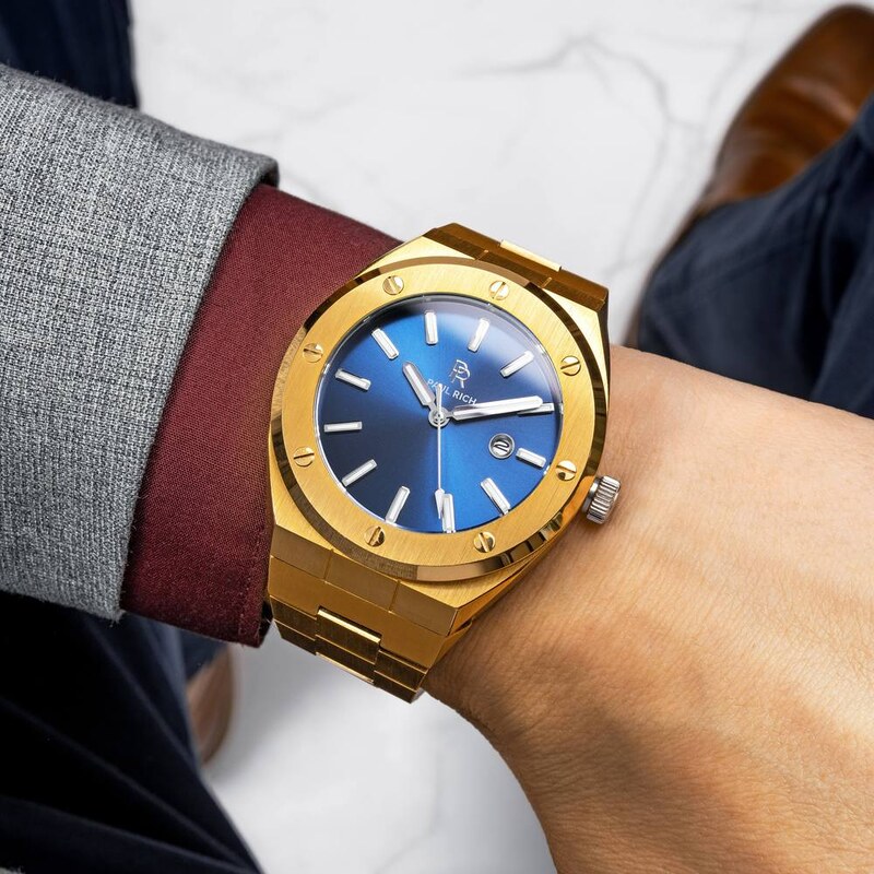 Zlaté pánské hodinky Paul Rich s ocelovým páskem Royal Touch 42MM