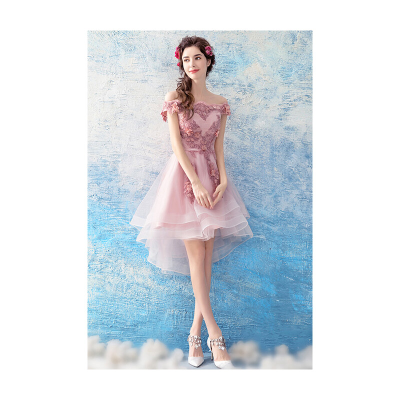CELEBRE Krátké růžové společenské šaty č. 190044