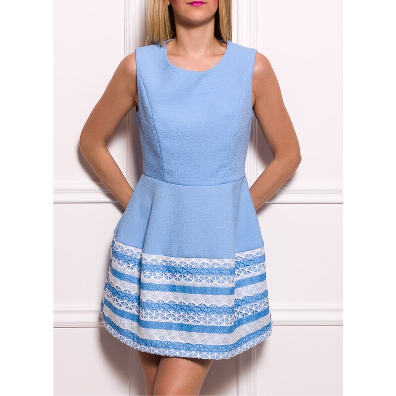 Due Linee Dámské elegantní šaty A střih bílo - modrá