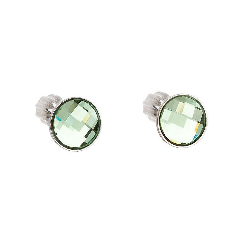 Stříbrné náušnice pecka s krystaly Swarovski zelené kulaté 31137.3 74171204