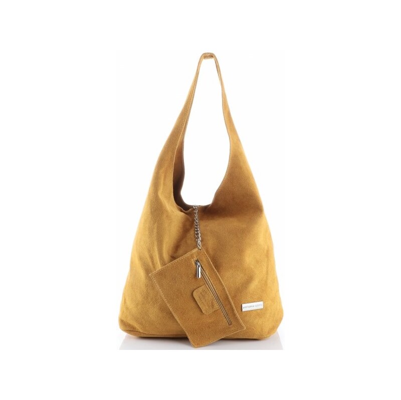 Kožené kabelka shopper bag Vittoria Gotti hořčicová V8802 114499083