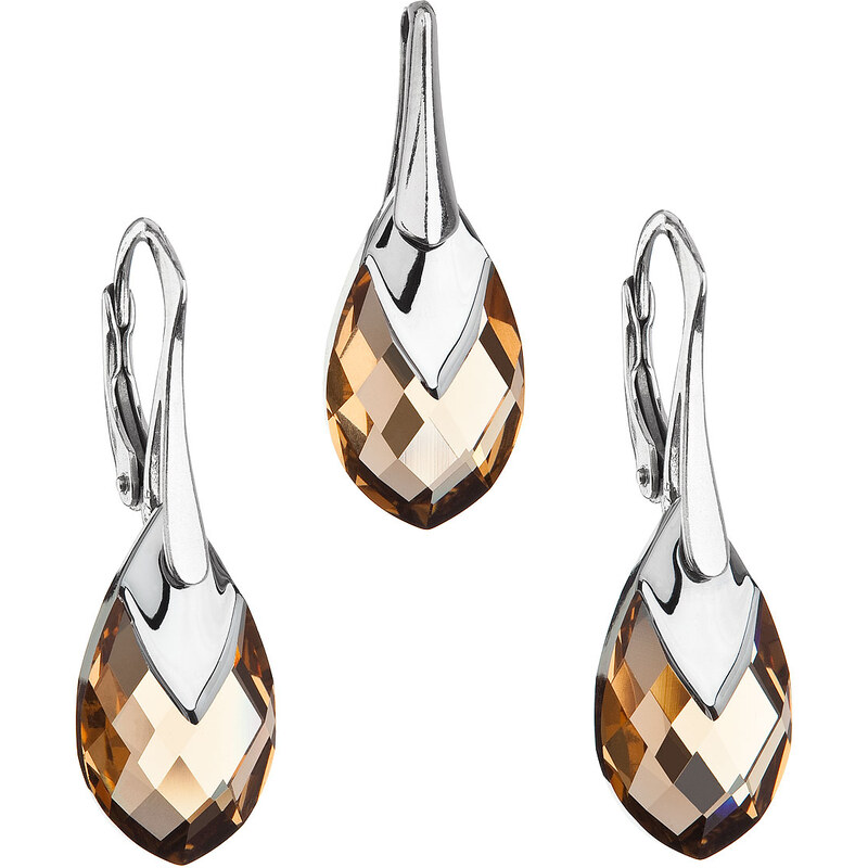 Sada šperků s krystaly Swarovski náušnice a přívěsek zlatá slza 39169 74171179