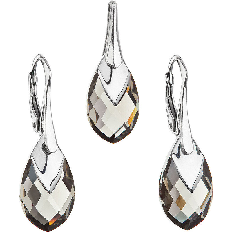 Sada šperků s krystaly Swarovski náušnice a přívěsek šedá slza 39169.4 74171176