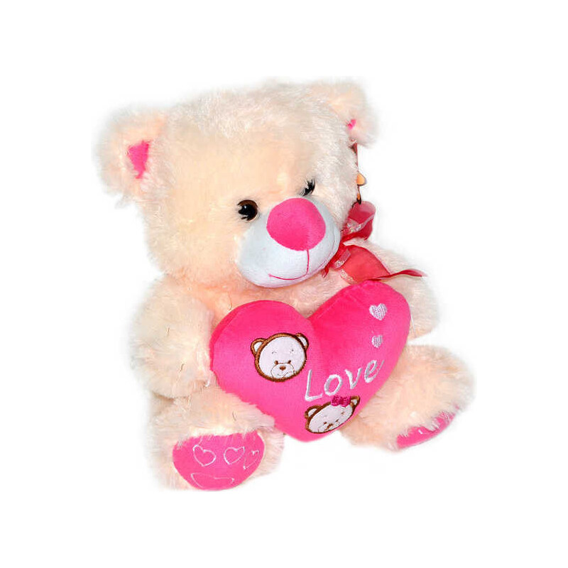 Plyšový medvídek se srdcem 30cm - s růžovým srdíčkem Mix hračky