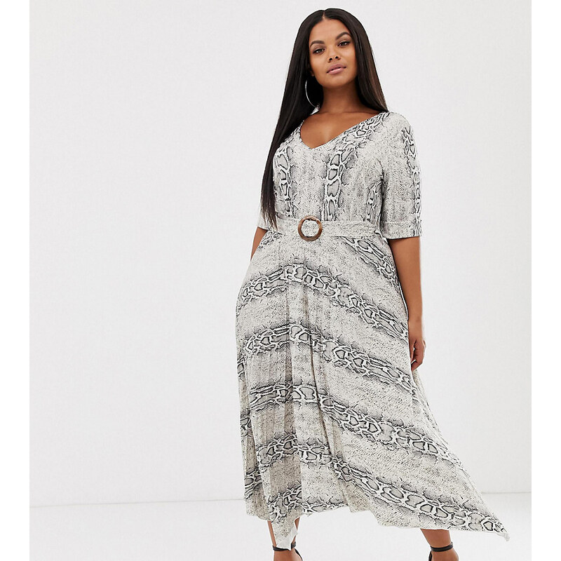 ASOS Curve ASOS DESIGN Curve v neck midi dress with pleated