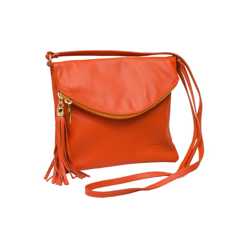 Oranžová kožená italská crossbody kabelka Tina Arancione NovaKabelka 38036278