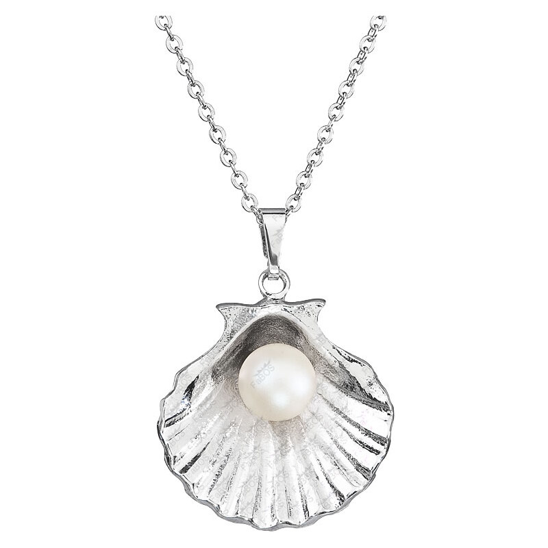 SkloBižuterie-F Náhrdelník Mušle s perlou Swarovski Pearlescent White