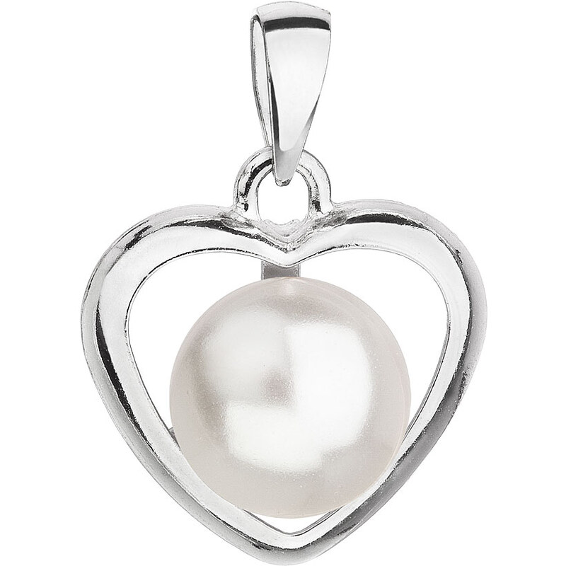 Evolution Group s.r.o. Stříbrný přívěsek s bílou Swarovski perlou srdce 34246.1