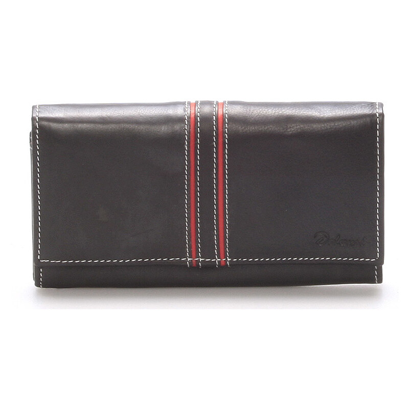 Dámská kožená peněženka Delami Carla, černo-červená