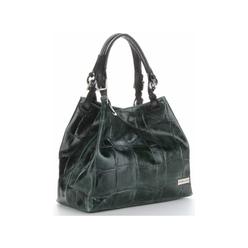 Kožené kabelka shopper bag Vittoria Gotti lahvově zelená V692754 114499085