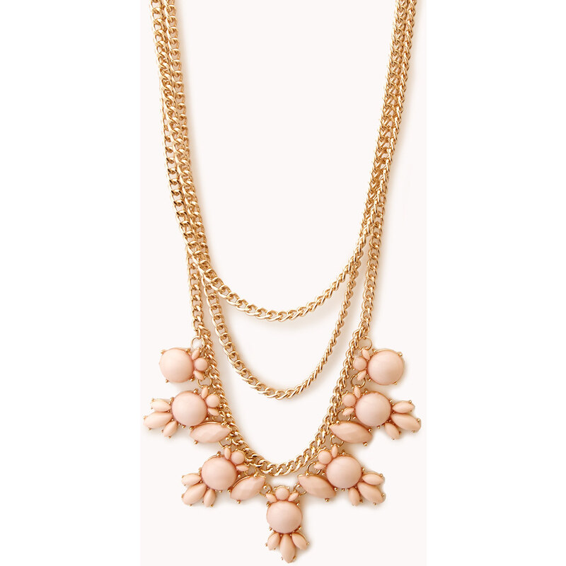 Forever 21 Faux Gemstone Layered Chain Necklace