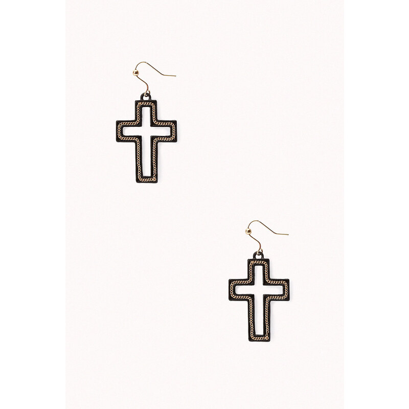 Forever 21 Chained Cutout Cross Earrings