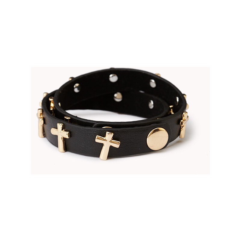 Forever 21 Faux Leather Cross Bracelet