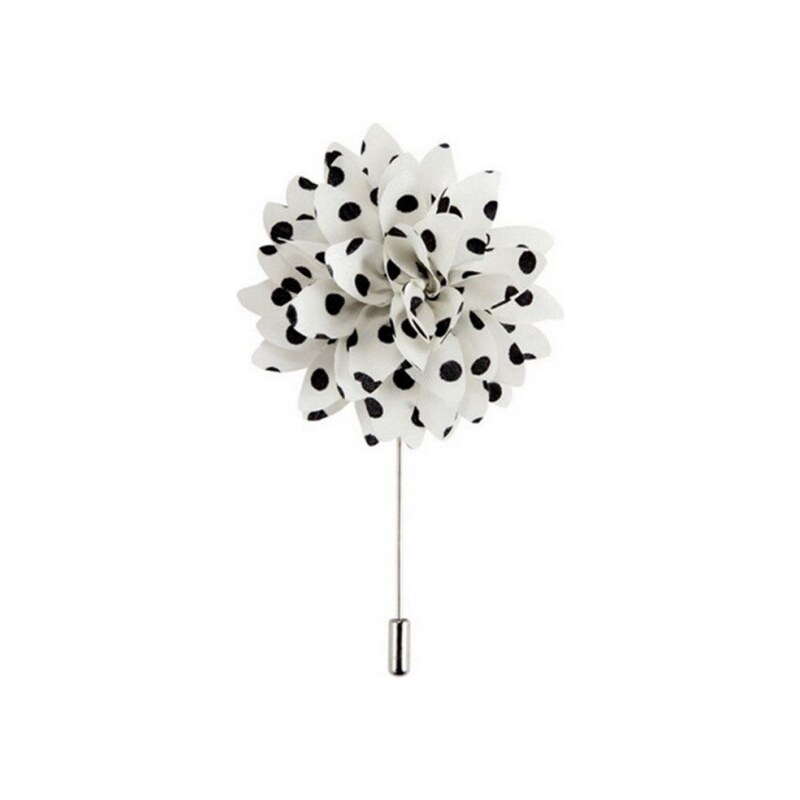 Quentino Bílá květina s černými puntíky do klopy