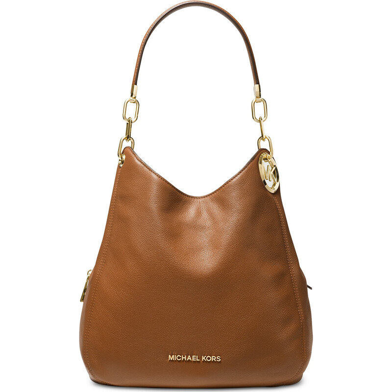 Michael Kors Lillie Chain Leather Hobo Luggae Gold