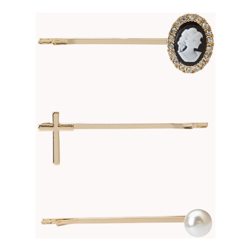 Forever 21 Faux Pearl & Cross Hair Pin Set