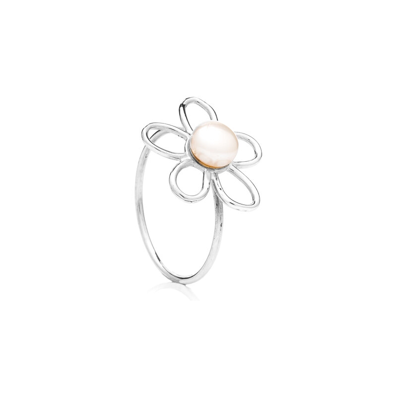 Buka Jewelry Buka perlový prsten s perlou Bunga – bílá 417