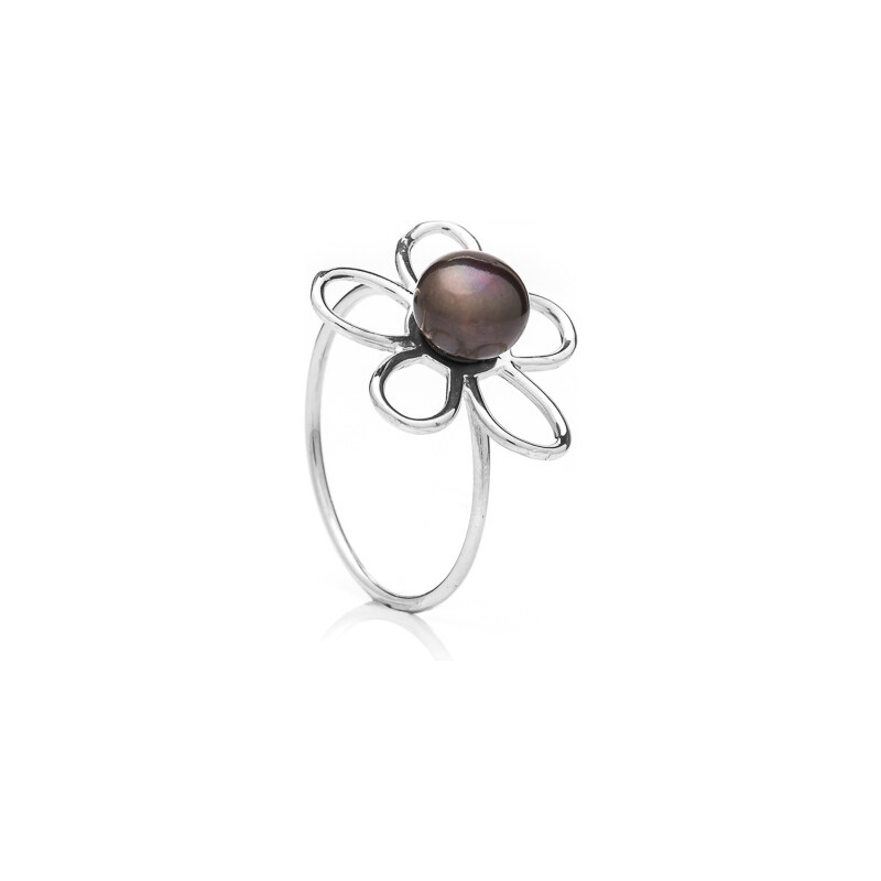 Buka Jewelry Buka prsten s perlou Bunga – bíláčerná 418