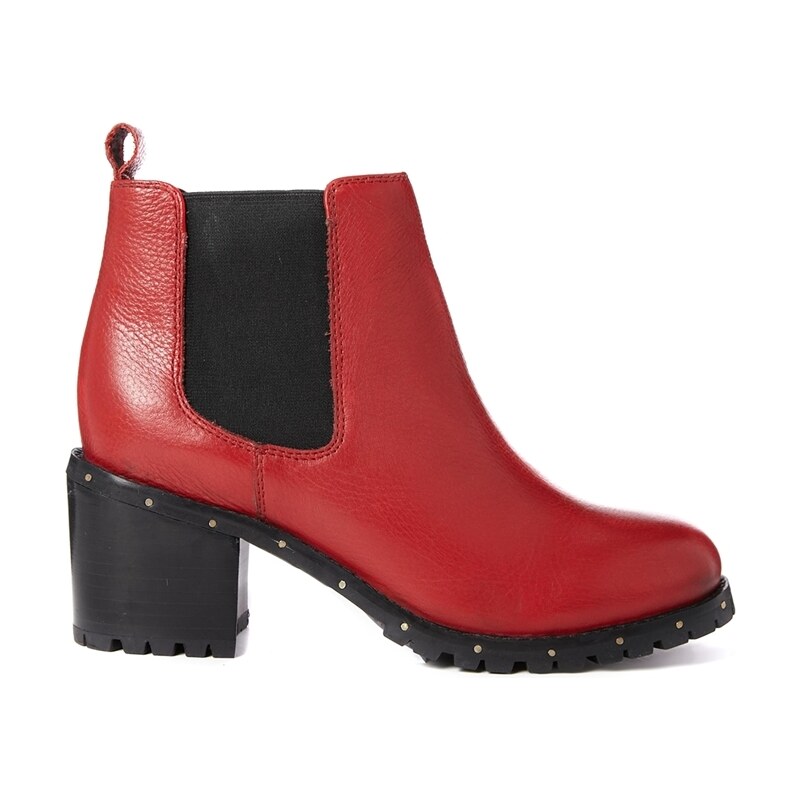 Park Lane Leather Heeled Chelsea Boots - Red