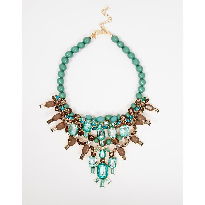 Kenneth Jay Lane Stone and Gem Statement Necklace - Green