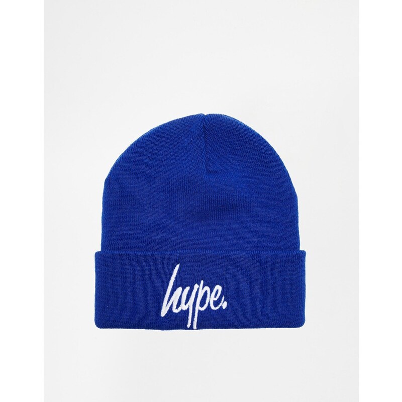 Hype Blue and White Embroidered Beanie - Blue