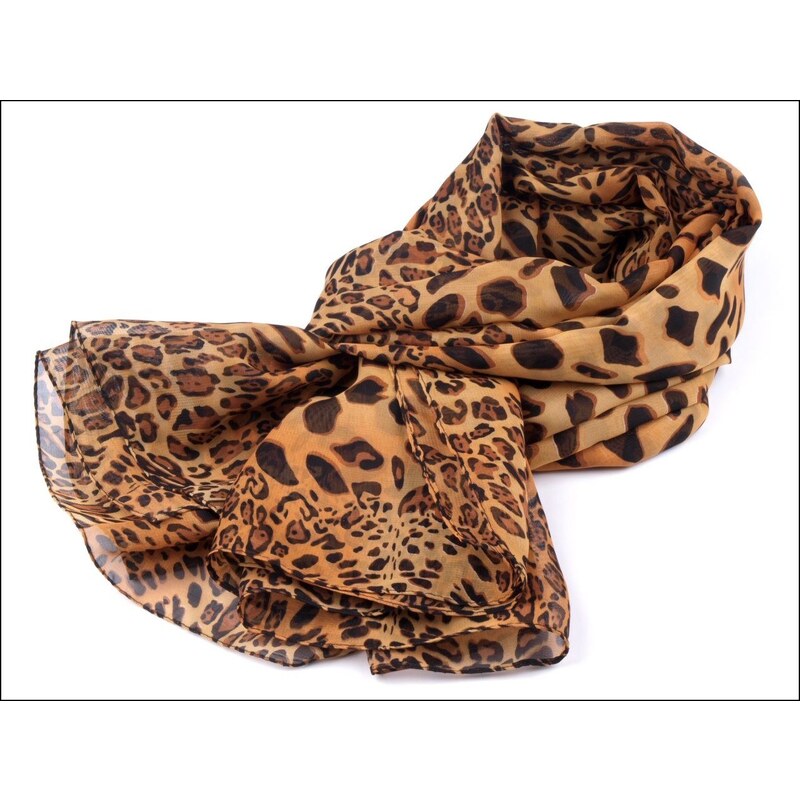 Lehký hnědý šátek Leopard