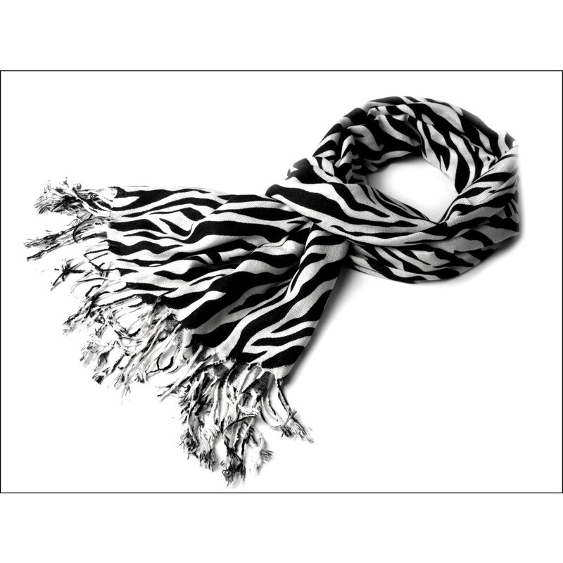 Kašmírový zebrovaný šátek pruhovaný