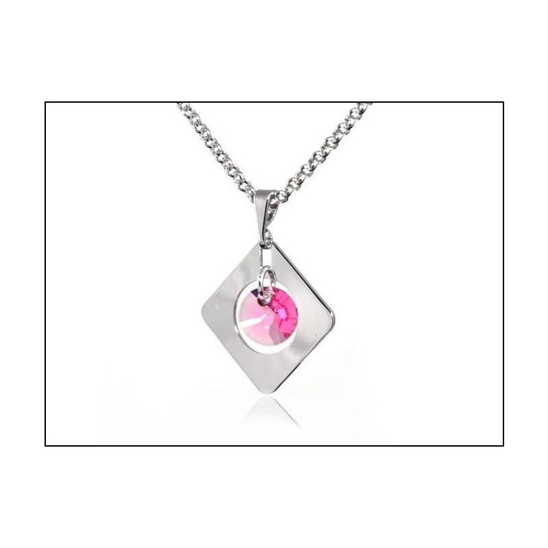 Elegantní náhrdelník s růžovým kamínkem